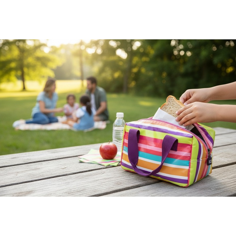 IQ Accessories Cooler Bag Kids OS Multicolor Brand New Striped Insulated Lunch